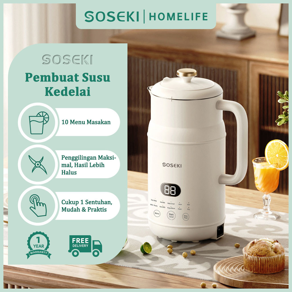 SOSEKI Soy Milk Maker Multifunction 600ML Blender Mesin Susu Kacang Kedelai Multifungsi 600ML
