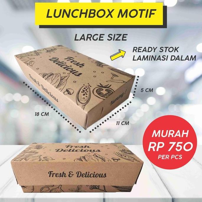 Dispo- Lunch Box Paper Motif Large /  Kotak Makan Motif Besar