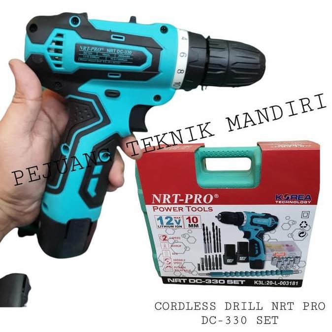 Bng- Bor Baterai Nrt Pro Dc 330 Set / Cordless Drill Nrt Pro Dc330 Set 12V