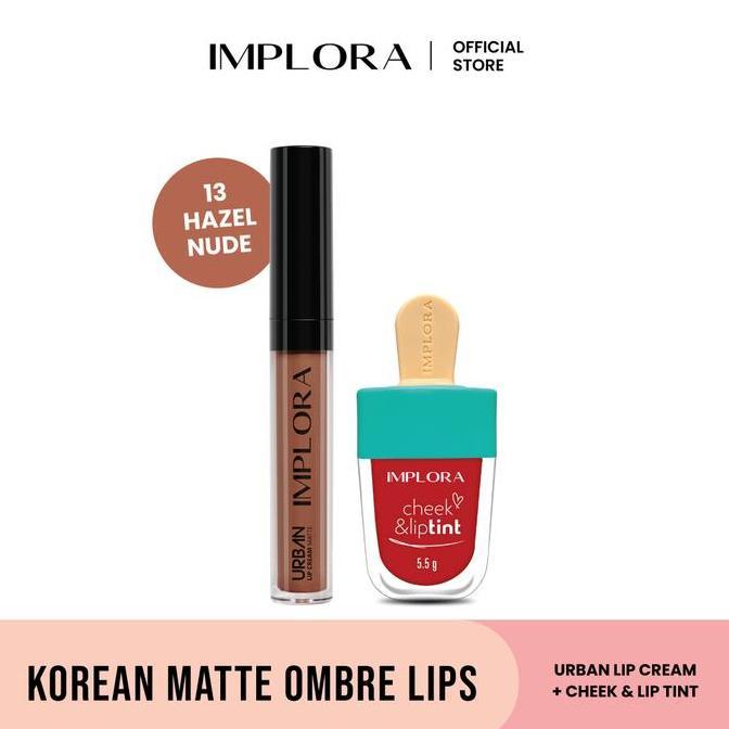 Lips- Implora N Matte Ombre Lips (Hazelnude Lip Cream + Liptint)