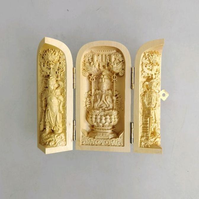 <<<<<] patung rupang dewa kayu lipat 3 in 1 Dewi Kwan Im guanyin Kwan Kong Wei Tuo fengshui hoki iml