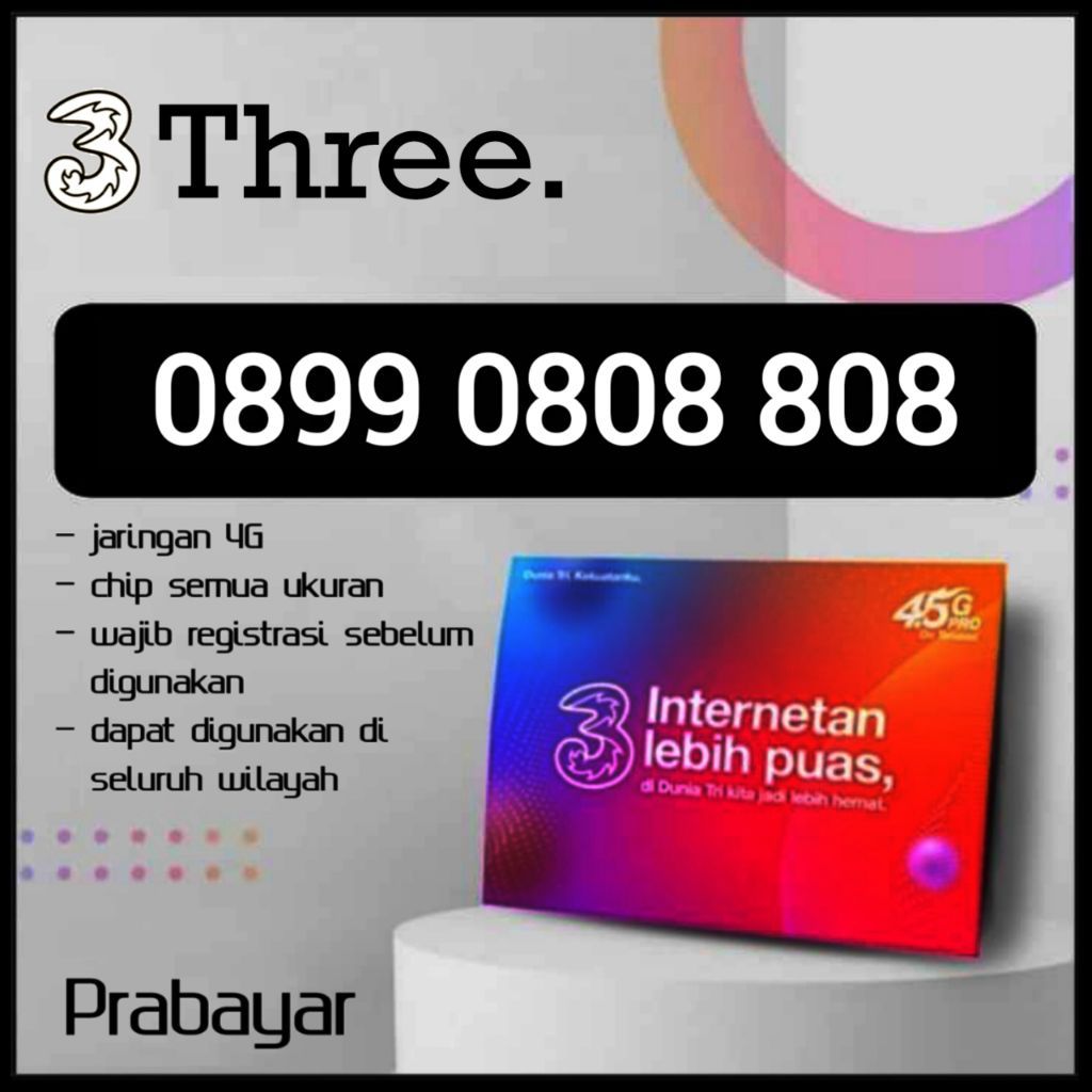 Nomor Cantk Tri Three 3 Prabayar Dari Indosat Seri 3varian angka 0808 808