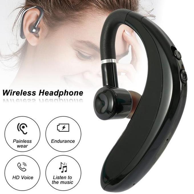 Alto- Headset Bluetooth Android Headset Handsfree Earphone Bluetooth Wireless Tanpa Kabel S109 Hitam
