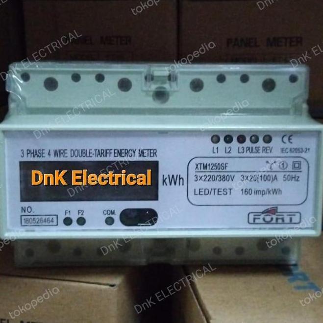 KWH Meter 3 Phase Double Tariff LCD Direct Merk FORT XTM1250SF