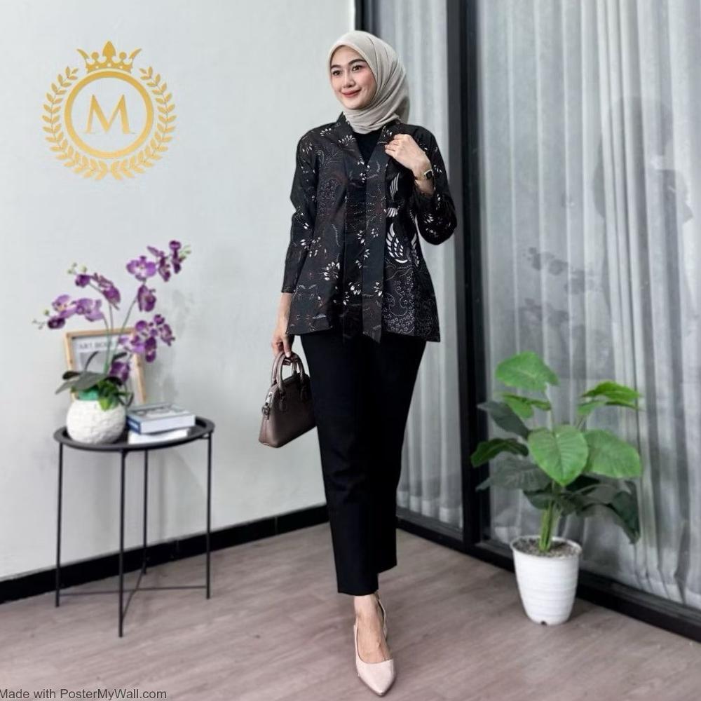 recommended blus batik wanita modern / kebaya batik kantor m l xl xxl / baju batik wanita modern / b