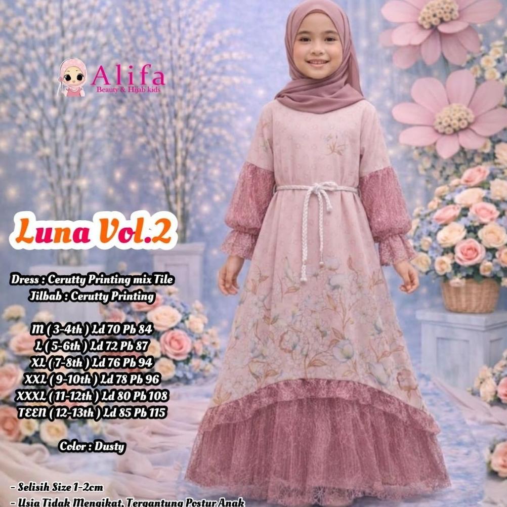 READY STOCK ALIFA KIDS MAHARANI KIDS GAMIS ANAK BINI ORANG CERUTY BRUKAT CANTILI FREE JILBAB BINOR B