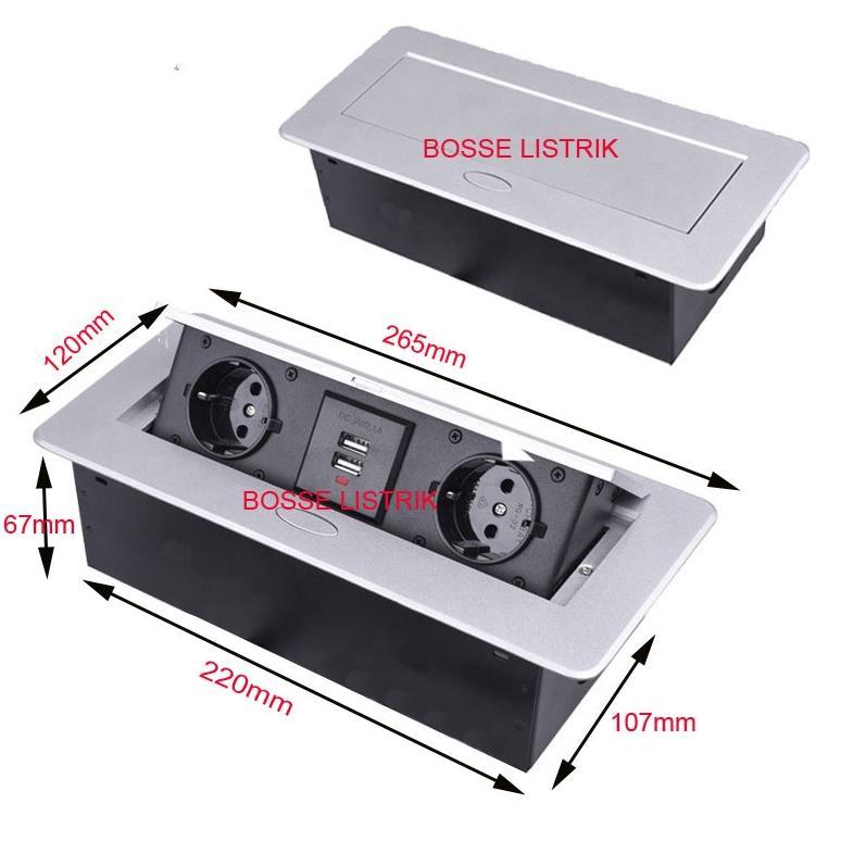 Stop Kontak Tanam Meja Meeting Pop Up 2 Stop dan USB