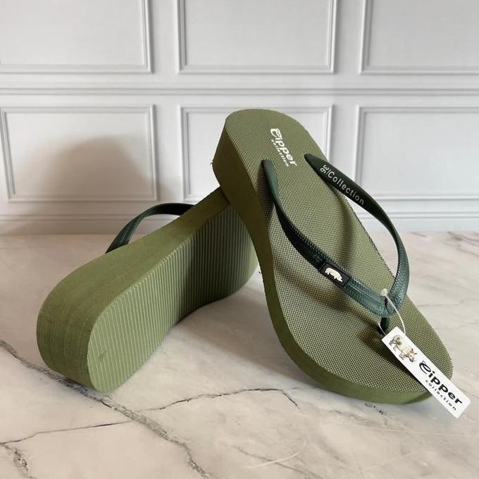 Shoes- Sandal Spon Wedges Cipper Polos - Wedges Jepit Spon Polos Full Collor