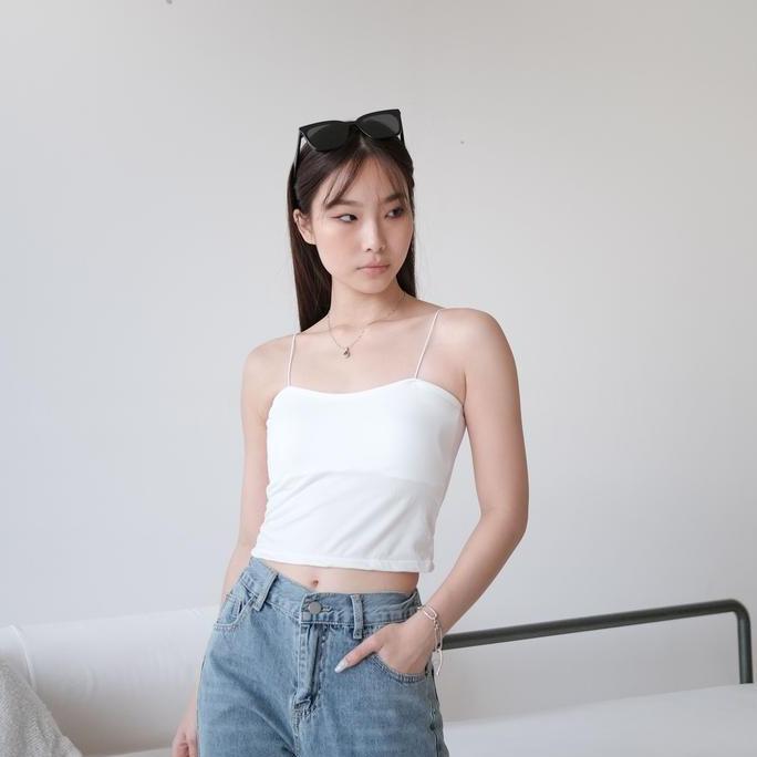 As_Shydiq - SAGI - Venchi Spaghetti Tank Top (Cup Included) | Tanktop Inner Bra Dalaman Hitam Putih 