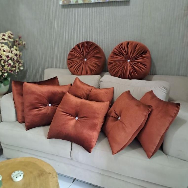 Bantal Sofa Beludru Kotak /Bantal Kursi/Bantal Sofa Bulat