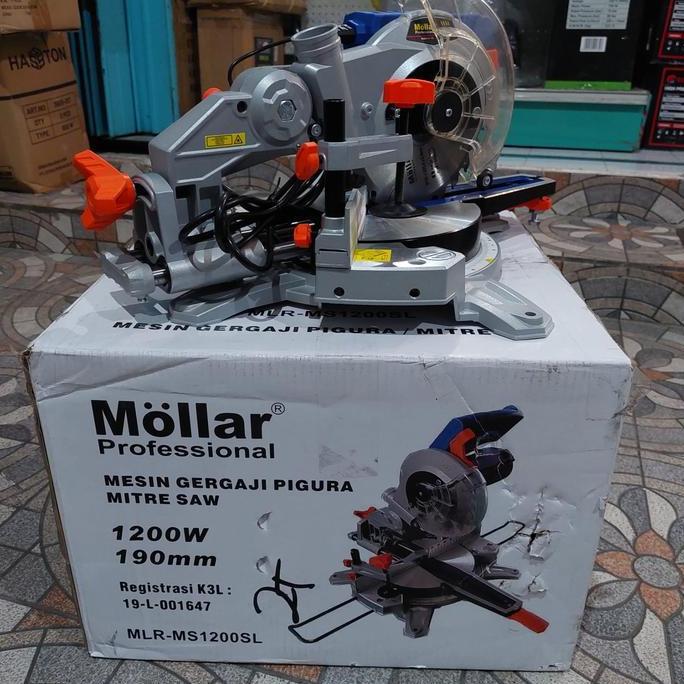 Terlaris Mollar Ms1200S Miter Saw Sliding 7" Laser / Mesin Gergaji Mitre Pigura
