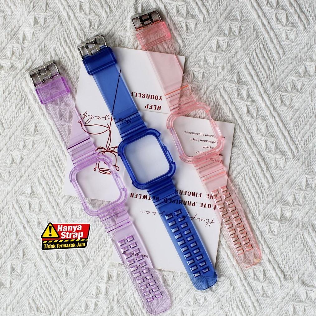 TERBARU Transparan strap untuk watch T500 T55 T500plus iwatch HW22 42mm 44mm Glacier Tali jamtangan 