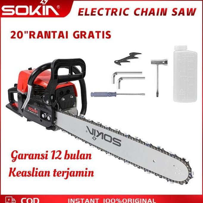 Terlaris Sokin Tools Chain Saw Gergaji Mesin 20 Inci Gergaji Listrik Gergaji Pertukangan Kayu Gergaj