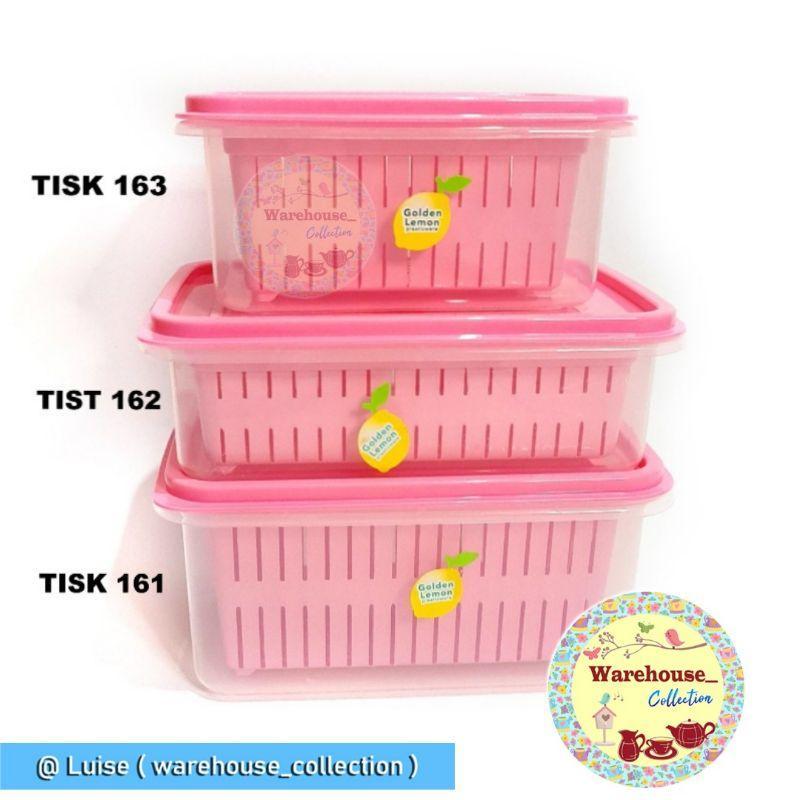 Kotak + Saringan Didalamnya  Golden Lemon /Tempat Saringan Ikan/ Sealware Dengan Peniris 2 In 1