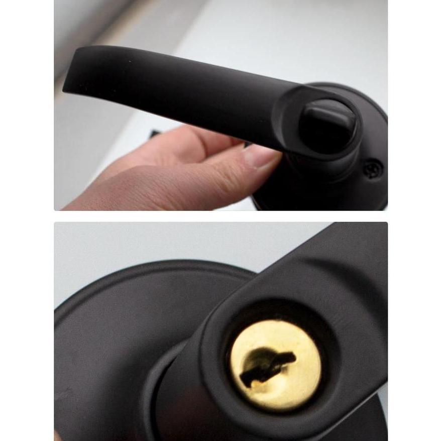 Kunci hitam minimalis handle pintu kamar mandi pvc baja kayu model gagang gaya eropa Bathroom door l