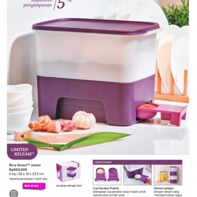 wasidijr- Tupperware Promo Tempat Penyimpanan Beras 5 Kg Rice Smart Diskon