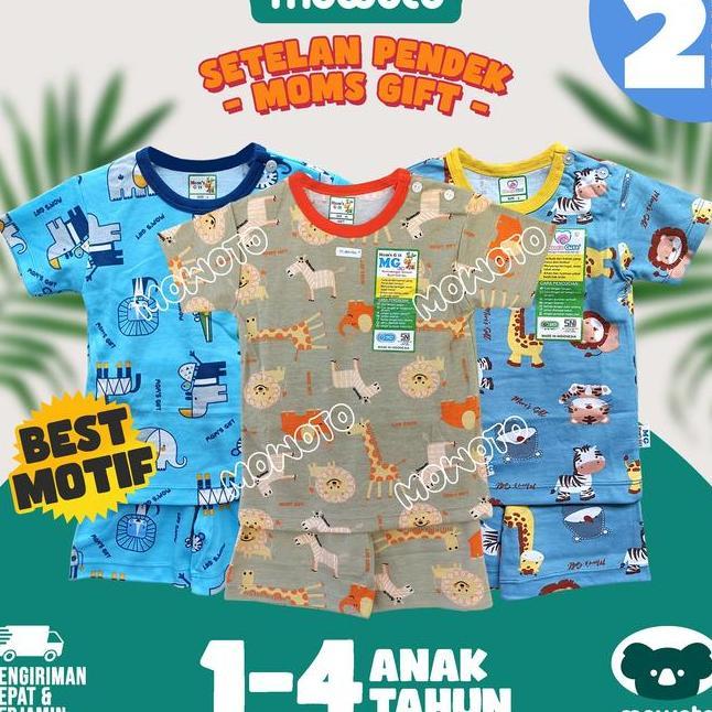2 Setel Setelan Moms Gift Pendek 14 Tahun Setelan Piyama Baju Main Anak Mowoto
