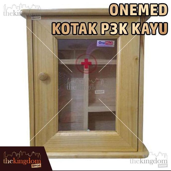 Onemed Kotak P3K Kayu Rak Dinding Kaca Gantung Obat First Aid Kit