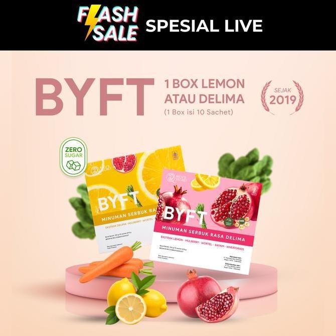 [PROMO SPESIAL LIVE] RICU'S SECRET 1 Box BYFT Minuman Serbuk Rasa Lemon atau Delima Zero Sugar