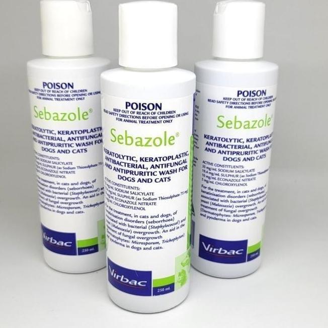 Pat- New- Shampo Kucing Anjing Virbac Sebazole 250Ml/Shampo Jamur/Sampo Sebazole
