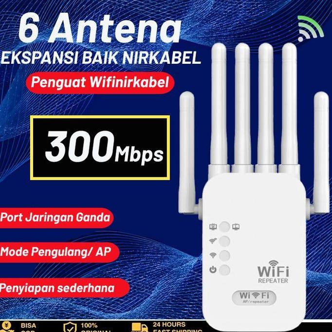 Net- Batikore Wifi Repeater 6 Antena 2.4G 5G Dual Band 300Mbps/1200Mbps Setup Mudah Koneksi Satu Klp