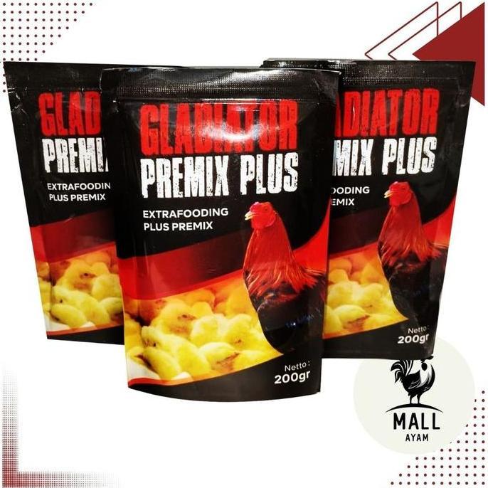 Pat- New- Ayam Mall Gladiator Premix Plus 200 Gr Pakan Ayam Laga Jago Bangkok Jamu Obat Vitamin Supl
