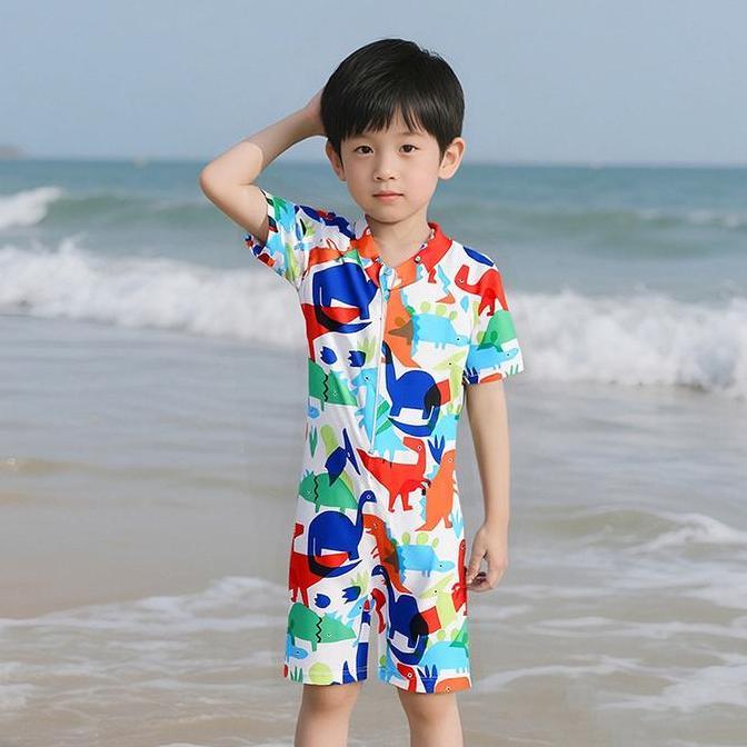 Baju Renang Anak Bayi Baby Laki / cowo Lengan pendek Swimsuit Dino jumpsuit wetsuit swimwear