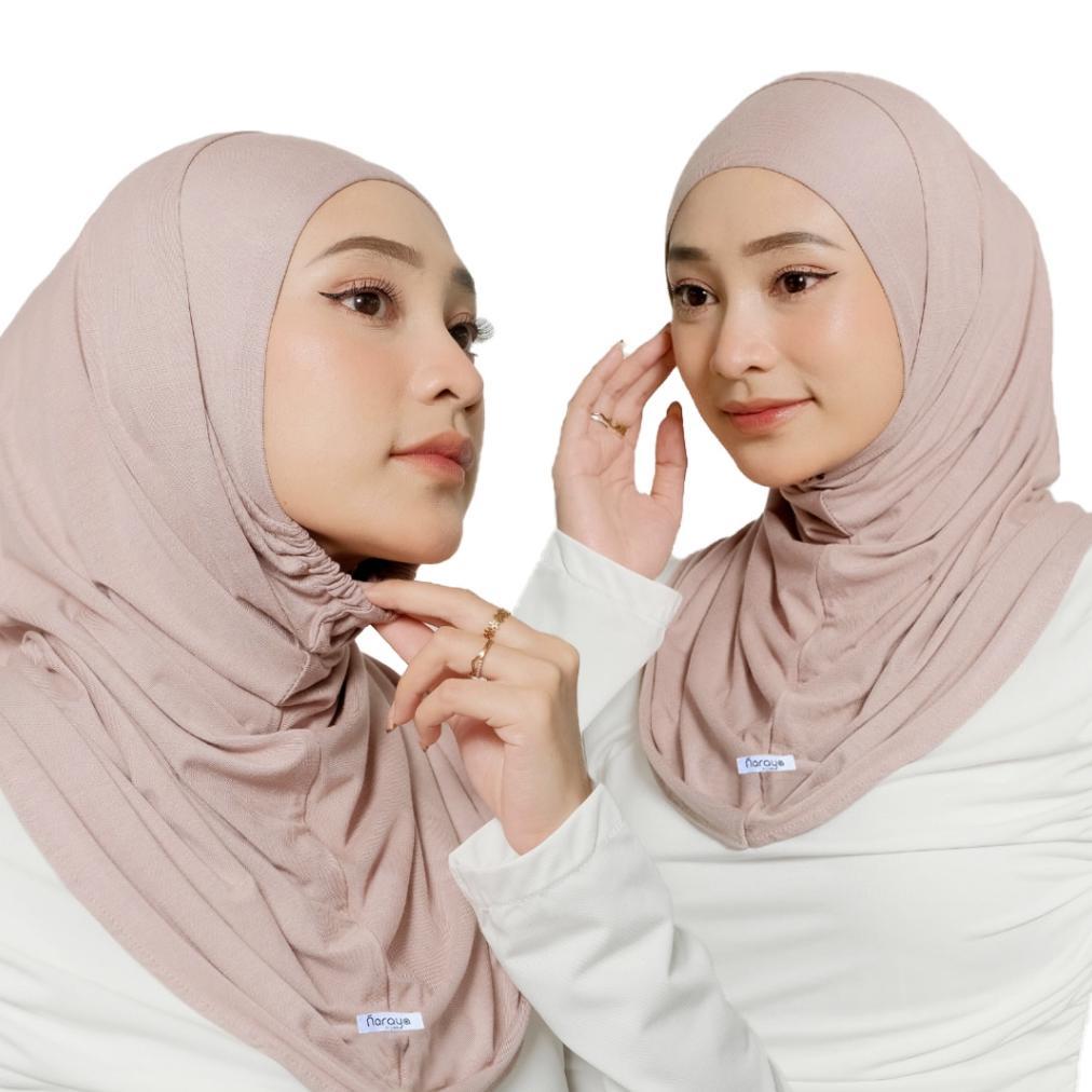 original naraya - bergo instan rayon karet dagu s |hijab padel rayon tencel karet dagu