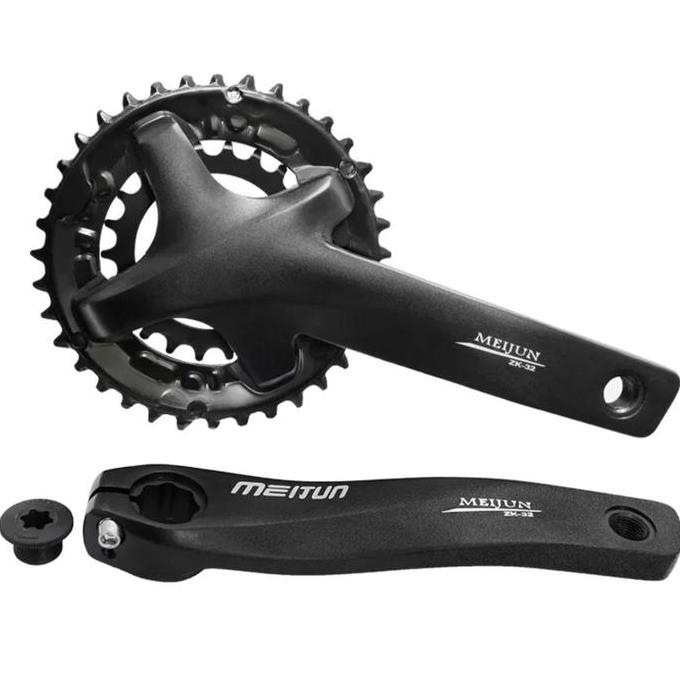 Meijun Crankset Doubel Chainring Crank Arm HT2 Sepeda MTB Road