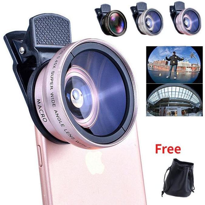 Lensa Super Wide Angle 2 In 1 Lensa Pembesar Camera Smartphone 12.5X Telezoom HP Dengan Klip