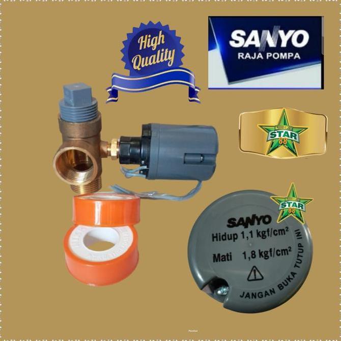 TEE + OTOMATIS SANYO ORI POMPA AIR SEMI JET PUMP PW120 251 WASSER BARU