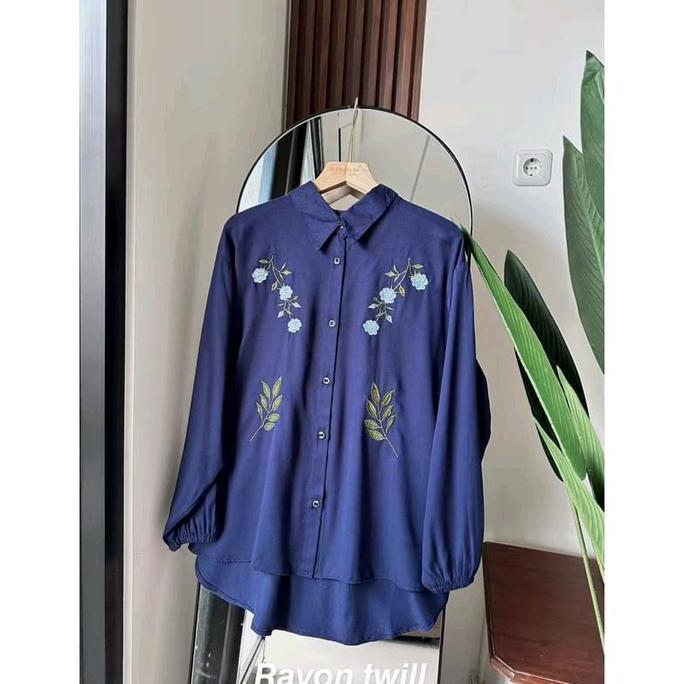 Bebasaja- Kemeja Blouse Vina Bordir Rayon Twill Ld 110 Dan Ld 120