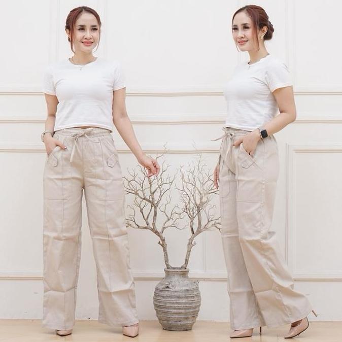 New- Rianti Celana Kulot Wanita Highwaist Katun Twill Korean Style Premium