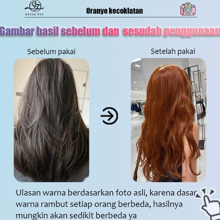 STYLE FIT cat rambut coklat jeruk peach 200ml,cocok untuk liburan(nyu hair color,semir rambut,pewarn