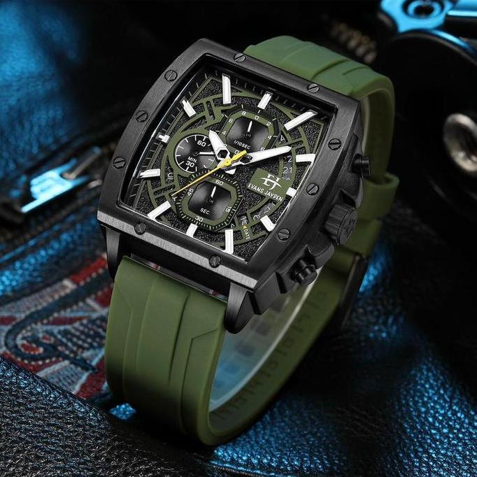 Orologi- Evans Jayden Jam Tangan Pria 9463-2 Rubber Silicon Chronograph Kaca Sapphire Ter Resistant 