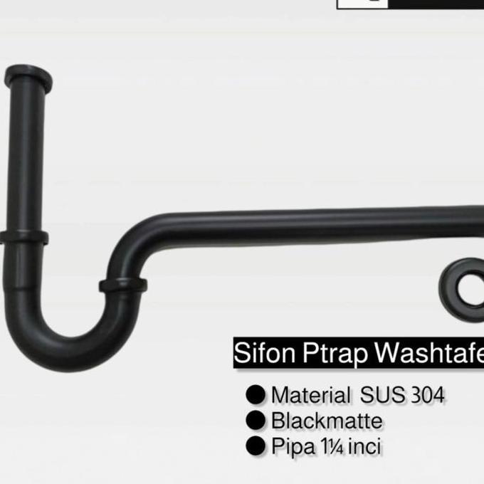 Sifon leher angsa wastafel stainless 304 hitam