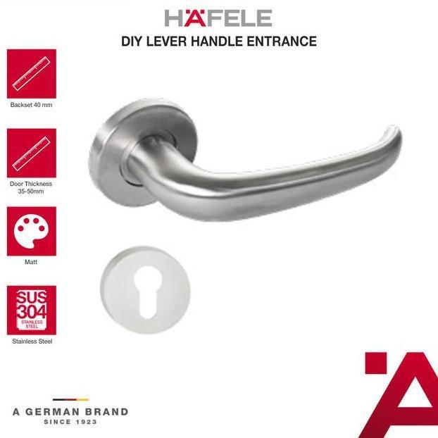 Hafele Inferno 2176 1 Set Gagang Kunci Pintu  Kamar Rumah Stainless Steel 304 - Pegangan Pintu Model