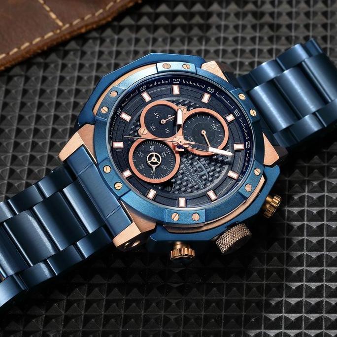 Orologi- Evans Jayden Jam Tangan Pria 9548 Rantai Stainless Steel Chronograph Kaca Sapphire Ter Resi