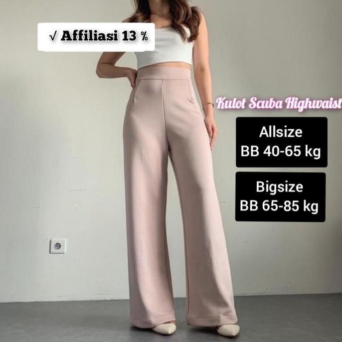 New- Nafashion.Ze - Kulot Highwaist Scuba / Loose Pants Scuba / Felicia High Waist Long Kulot / Cela