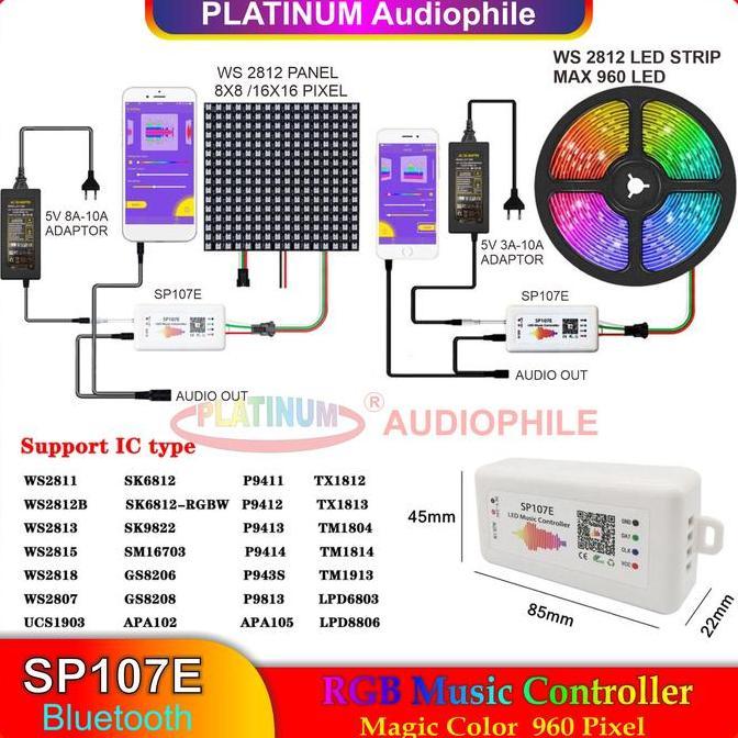 Bisainstan- Sp107E Music Bluetooth Rgb Controller Sp107E Led Ws, Sk6