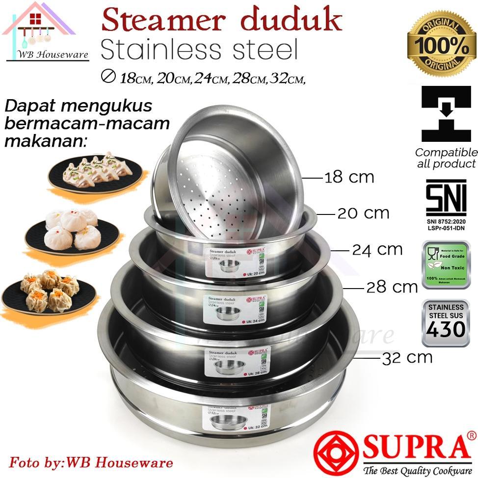 Steamer panci multifungsi saringan kukusan sauce pot stainless 18cm/20cm/24cm/28cm/32cm supra