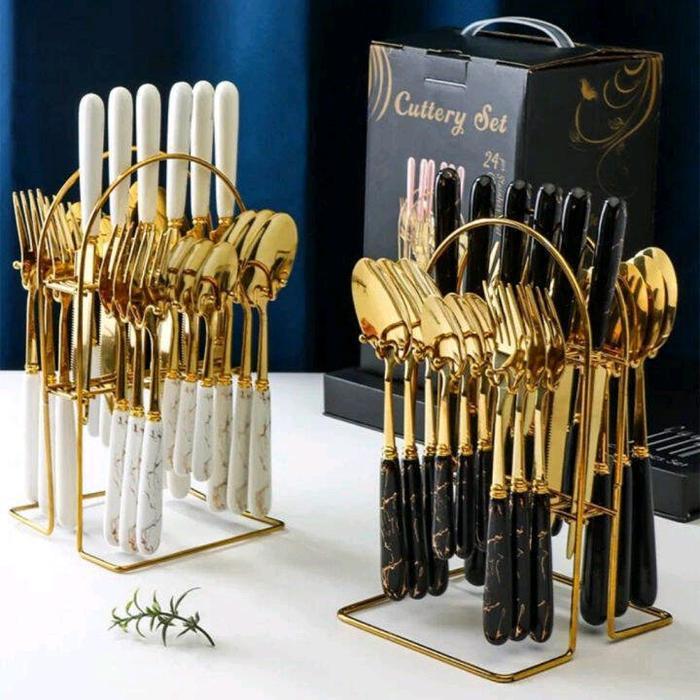 Sendok Golden Gantung Set 24 PCS/  Kitchenware  PeralaDtan Dapur Peralatan Makan/ Rekomendasi Kado