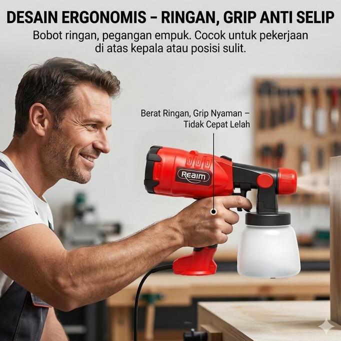 pt.berkah- REAIM Spray Gun Listrik Pro Mesin Cat Semprot 450W 1200ML Sprayer Cat Elektrik Alat Sempr