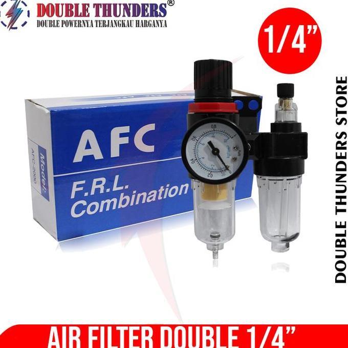 junkishop- Double Thunders Mini Air Filter Double 1/4" 1/2" Regulator Lubricator Saringan Kompresor 