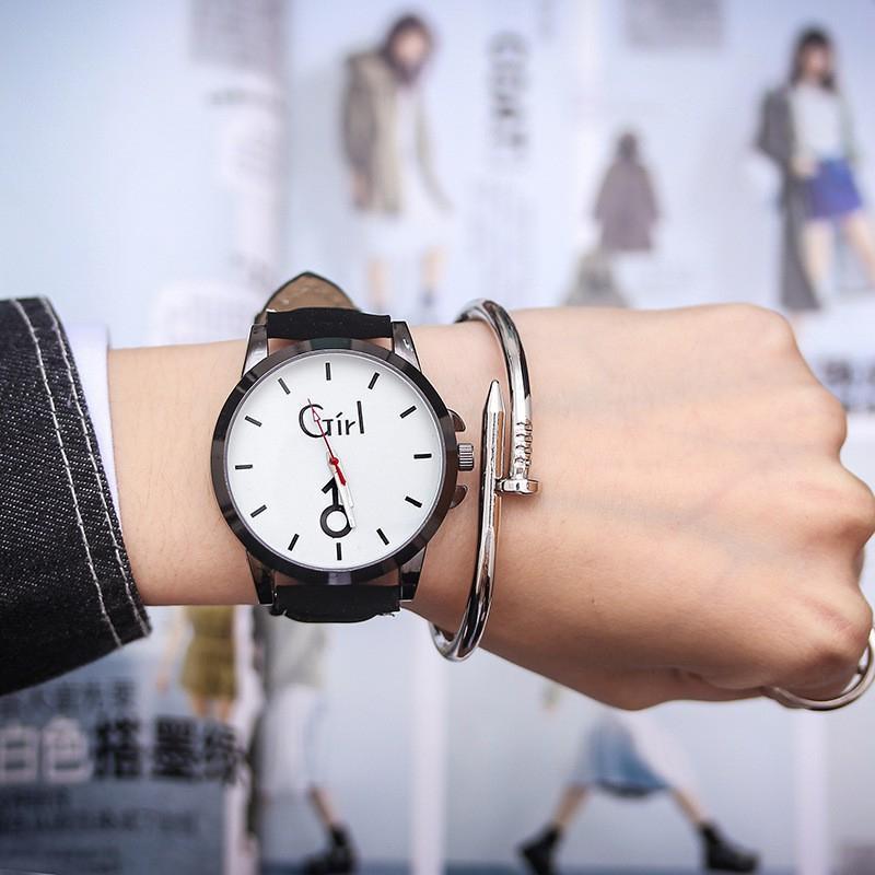 Jam Tangan Nomor 13 & 14 Pasangan Jam Tangan Fashion Hitam Kulit Quartz Jam Tangan Wanita Pria