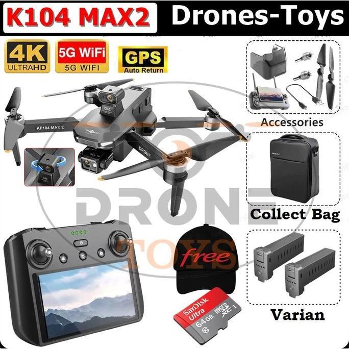 KF104 Max 2 6KM Drone GPS 3-Axis Gimbal 4K Camera With Screen Display Remote VS Drone KF100 MAX