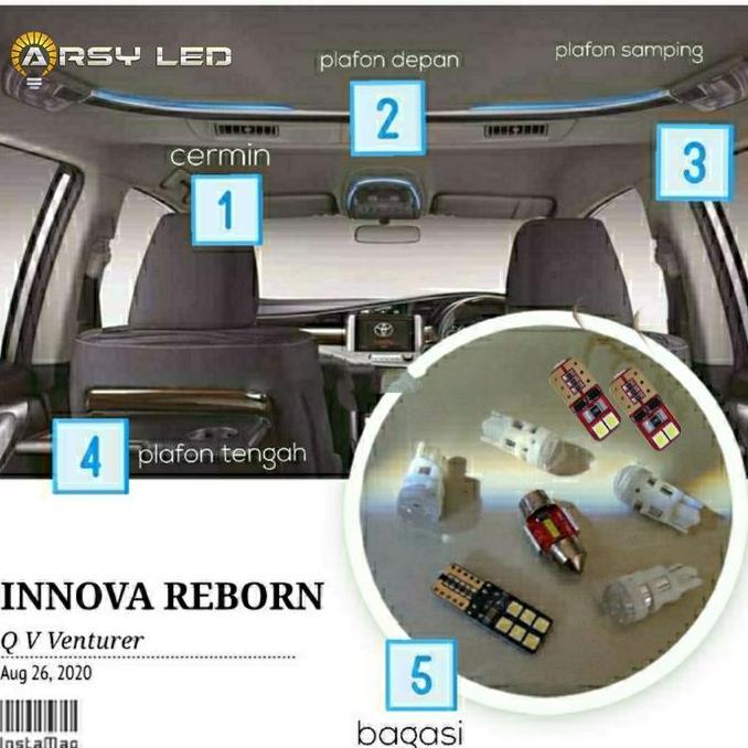 ARSY LED Lampu Plafon Kabin LED Mobil Innova Reborn Paket isi 8 Super Bright