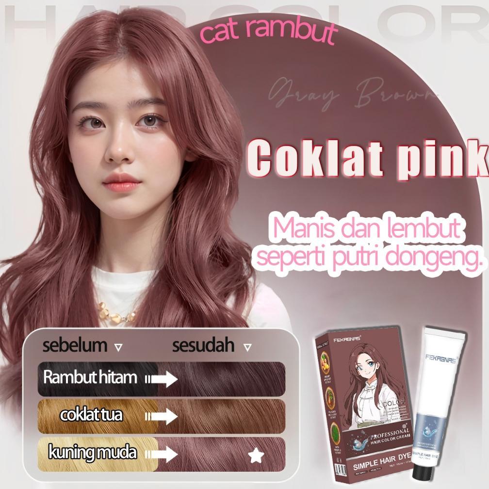 [Tidak perlu bleach] cat rambut Coklat pink hair color *200ML ready stock, (semir rambut,pewarna ram