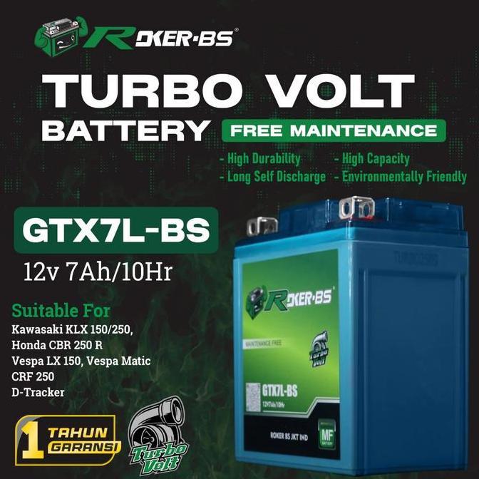 AKI BATERAI TURBO VOLT BATTERY 12V AKI MOTOR AKI KERING 5AH/6AH/7AH/8AH/9AH/ 10HR ROKER-BS H4 HEMAT