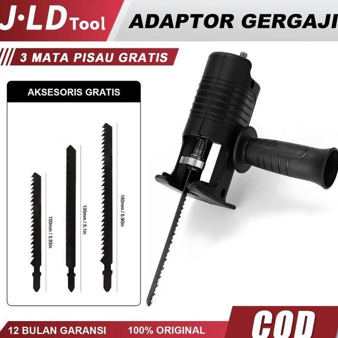JLD Adaptor Reciprocating Jigsaw Tambahan Jig Saw Mesin Bor Tangan Gergaji Konektor Sambungan Bor Ge